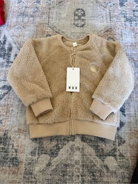 Huxbaby Beige Sherpa Zip Jacket